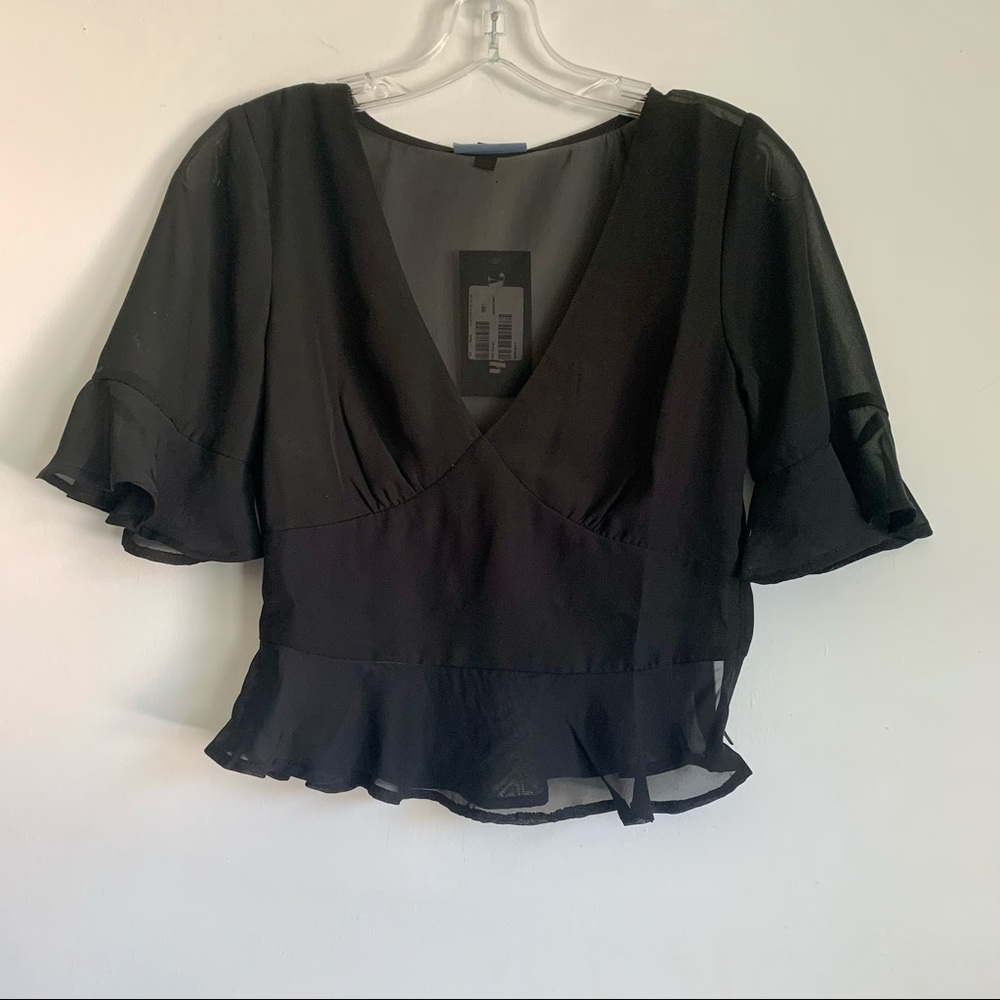 Black Chiffon Crop Top